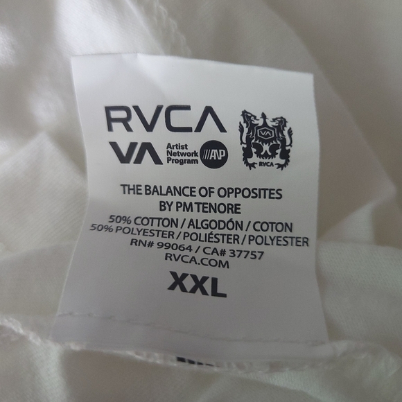 RVCA Men's White Vintage Dye Slim Fit T-Shirt - Size: 2X- NWT - Picture 8 of 8